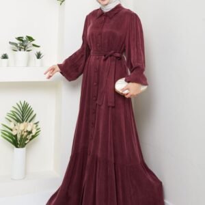 Pleated Flounce Sleeves Abaya