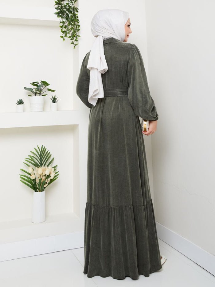 pleated flounce sleeves Abaya - Image 3