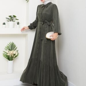 pleated flounce sleeves Abaya