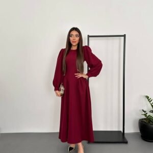 long-sleeve midi dress