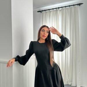 long-sleeve midi dress